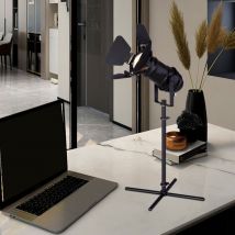 Led Tischleuchte verstellbar Nachttischlampe Schlafzimmer Leselampe schwarz Tisch, Metall, 4,5W 400lm warmweiß, LxBxH 27,5x24x48,5 cm