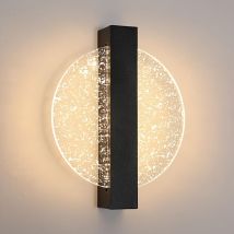 Dimmable Modern Round led Wall Sconce Wall Lamp 3000K/4000K/6000K for Bedroom Living Room Hallway Entrance Black - Goeco