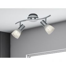 Led Deckenstrahler levisto 2-flammig Silber Glasschirme schwenkbar, Breite 33cm