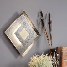 Dimmbare LED Wandleuchte WINDOW im Blattsilber Design, Quadrat 32cm