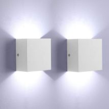 Led Wandleuchte, 2er Modern Up And Down Wandlampe 6w Kaltweiss Für Wohnzimmer, Schlafzimmer, Flur, Treppen (weiß)