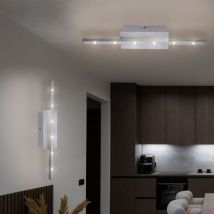 LED Wandleuchte silber Wandstrahler Modern Wohnzimmer Wandlampe LED Design, ALU gebürstet, LED 6 Watt 500 Lumen neutralweiß, H 40,5 cm, 2er Set