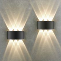 Led Wandleuchte Up Down Außenwandleuchte Schwarz Ip65 2pcs