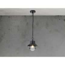 Meinewunschleuchte - led Wetterfeste Außen Hängeleuchte aus Edelstahl, Schwarz Ø22cm