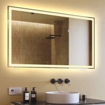 Artforma - Espejo de baño led (120x70) Espejo con iluminación led (LED001) Blanco cálido 2700K