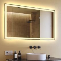 Artforma - Espejo de baño con iluminación led (120 x 70 cm) Espejo con iluminación led (LED001) Interruptor táctil, blanco cálido 2700 k