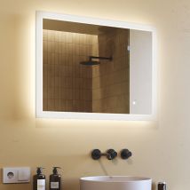 Artforma - Espejo de bano con luz led 80x60cm. Espejo de bano con 3 temperaturas de color y Tactil