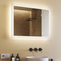 Bathroom Mirror led 80x60cmWall mounted mirror with Touch Switch dual led