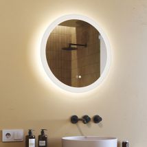 Round Bathroom Mirror with Led Lights 60 cm, dual led, Touch Switch, Demister