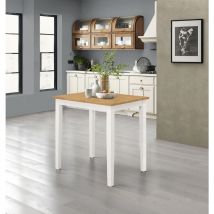 Ledbury Small White Painted Dining Table with Light Oak Top, Solid Wooden Dinner Table, Kitchen Table, Breakfast Table, Small Dining Table for Home &