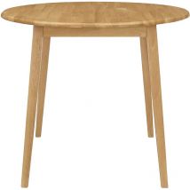 Hallowood Furniture - Ledbury Drop Leaf Dining Room Table in Light Oak Finish, Solid Extending or Folding Round Wooden Table with Foldable Leaves,