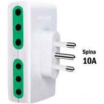 Adattatore Quadruplo Spina Piccola 10A Con 4 Prese Italiana 10A Bianco Extrastar XSL1012