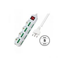 Extrastar - Multipresa Ciabatta Elettrica Cavo 5M Con 12 Posti 4 Prese Schuko 10/16A + 8 Prese Bipasso 2P+T 10/16A Interruttore
