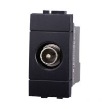 Ettroit - Modulo spina per antenna tv ø 9,5 mm, serie Space, nero, compatibile con serie BTicino Living LN2250