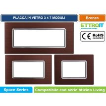 Ettroit - placca in alluminio colore bronzo compatibile con serie bticino living 3 - 4 - 7 moduli LN86 - Numero Moduli: 7 moduli