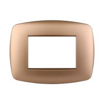 Placca slim serie Space, 3 moduli, plastica, oro, compatibile con serie BTicino Living Ettroit LN87311
