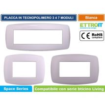 Placca slim serie Space, 7 moduli, plastica, bianco, compatibile con serie BTicino Living Ettroit LN87701