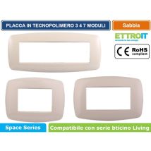 Ettroit - Placca In Tecnopolimero Slim Colore Sabbia Compatibile Con Serie Bticino Living 3 - 4 - 7 Moduli Ln87 - Numero Moduli: 7 Moduli