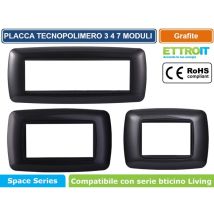 Placca Bombata Serie Space, 3 Moduli, Plastica, Acciaio Scuro, Compatibile Con Serie Bticino Living Ettroit Ln88307