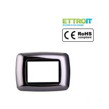 Placca Plastica Bombata Serie Space 3P Colore Cromato Lucido Compatibile Con Bticino Living Light