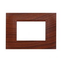 Ettroit - Placca quadrata serie Space, 3 moduli, plastica, radica, compatibile con serie BTicino Living LN89303