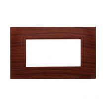 Placca quadrata serie Space, 4 moduli, plastica, radica, compatibile con serie BTicino Living - Ettroit LN89403