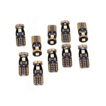 10 Lampada Led T10 W5W Canbus 12V 3 smd 3030 Bianco Freddo 6000K + Leva Rimozione Antigraffio