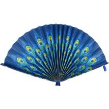 Ventaglio in Carta Pieghevole, Chiusura con Elastico, 19,5x2 cm (Chiuso), Tema Peacock - Legami
