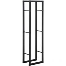 Portalegna Legnaia Verticale in Ferro 40x25x150 cm da Interno Max 100Kg Nero