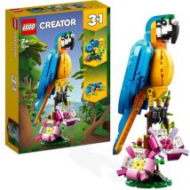 LEGO 31136 Creator 3in1 Exotic Parrot Building Toy, Jungle Animal Figure, Frog and Fish, Creative Play for Ages 7 and Up