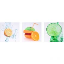 Leinwandbild HHG-169, Wandbild Keilrahmenbild Kunstdruck, 3-teilig 150x50cm Obst