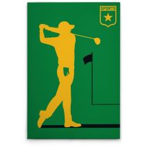 Leinwandbild Retro Golfspieler M1-no.50865 - Kunstdruck Auf Leinwand In Grün Gelb - Wandbild 40 X 60 Cm