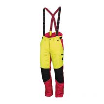 Pantalón de protección forestal confort talla 48 amarillo neón / rojo