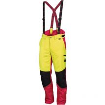 Pantalón de protección forestal confort talla 58 amarillo neón / rojo
