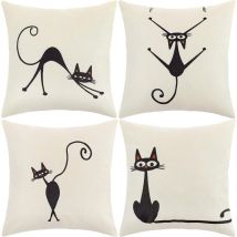 Lycxames -- Housse De Coussin, Housse Coussin 45x45 Taie D'Oreiller Lot De 4 Housses Coussin Decoratif Fleurs La Vie Marine Plante Tropicale Schéma 