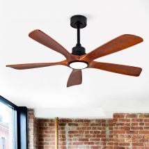 Leiser 52-zoll-deckenventilator Mit Led-beleuchtung, 5 Holzflügeln, 6 Geschwindigkeitsstufen, Fernbedienung, Winter-/sommermodus, 132-cm-