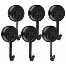 Leistungsstarke Magnethaken – Schwarz – Neodym – Drehgelenk – 6 Stück – Für Kühlschrank, Küche, Geschirrtuch, Brett