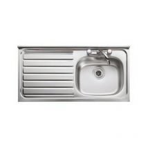 Leisure - Sit On Sink - 1000 x 500 mm - 2 Tap Hole - Left Hand Drainer - Stainless Steel - LES0044