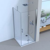 LEMMO Duschkabine 80×70cm Schwingtür/Falttür Eckeinstieg Duschabtrennung
