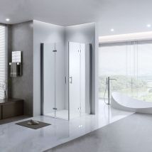 Duschkabine Eckeinstieg 80x120,NANO Glas Dusche Falttür Duschwand Duschabtrennung,H 185cm - Lemmo