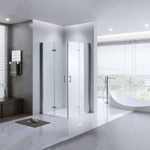 LEMMO Duschkabine Eckeinstieg 70x120,NANO Glas Dusche Falttür Duschwand Duschabtrennung,H 185cm