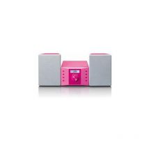 Lenco 810025 mc-013pk Kompakte Kinder-Stereoanlage mit CD-Player und LCD-Display Aux-Eingang 2 x 2w rms mit rosa Aufklebern
