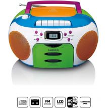 Lenco - SCD-971 - Kinderradio mit CD-Spieler und CD-Player (Kassettenspieler, Stereo-Lautsprecher, Kopfhöreranschluss, Titelspeicher), mehrfarbig
