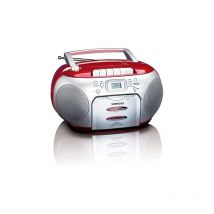 Lenco SCD-42 Rot, Silber - CD-Radio (FM, Player, CD,CD-R,CD-RW, Auto Stop, Repeat, LCD, Rot, Silber)