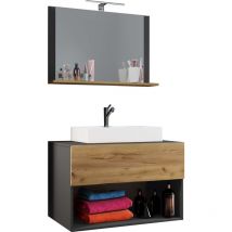LendasII80 ensemble de meubles de salle de bains anthracite, chêne décor.