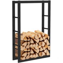 Kekai - Range-Bûches d'Intérieur Rack iii 60x25x100 cm Rangement à Bois avec Structure en Acier Galvanisé, Couleur Noir