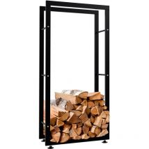 Leñero Keri de metal negro Negro 25x60x125 cm