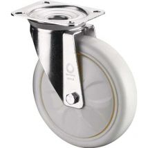 Lenkrolle D.150mm Trgf.650kg Ku.Platte L135xB110mm Farbe Rl.weiß - L600.B15.152 - Bs Rollen