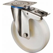 Bs Rollen - Lenkrolle 125mm Platte Kst.weiß,ER,GL,Fest. H120.A90.125