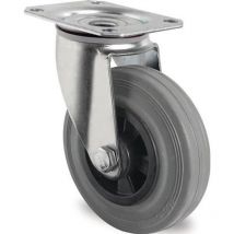 Lenkrolle Rad-Ø 160 mm Tragfähigkeit 135 kg mit Anschraubplatte Polypropylen Rollenlager Vollgummi grau